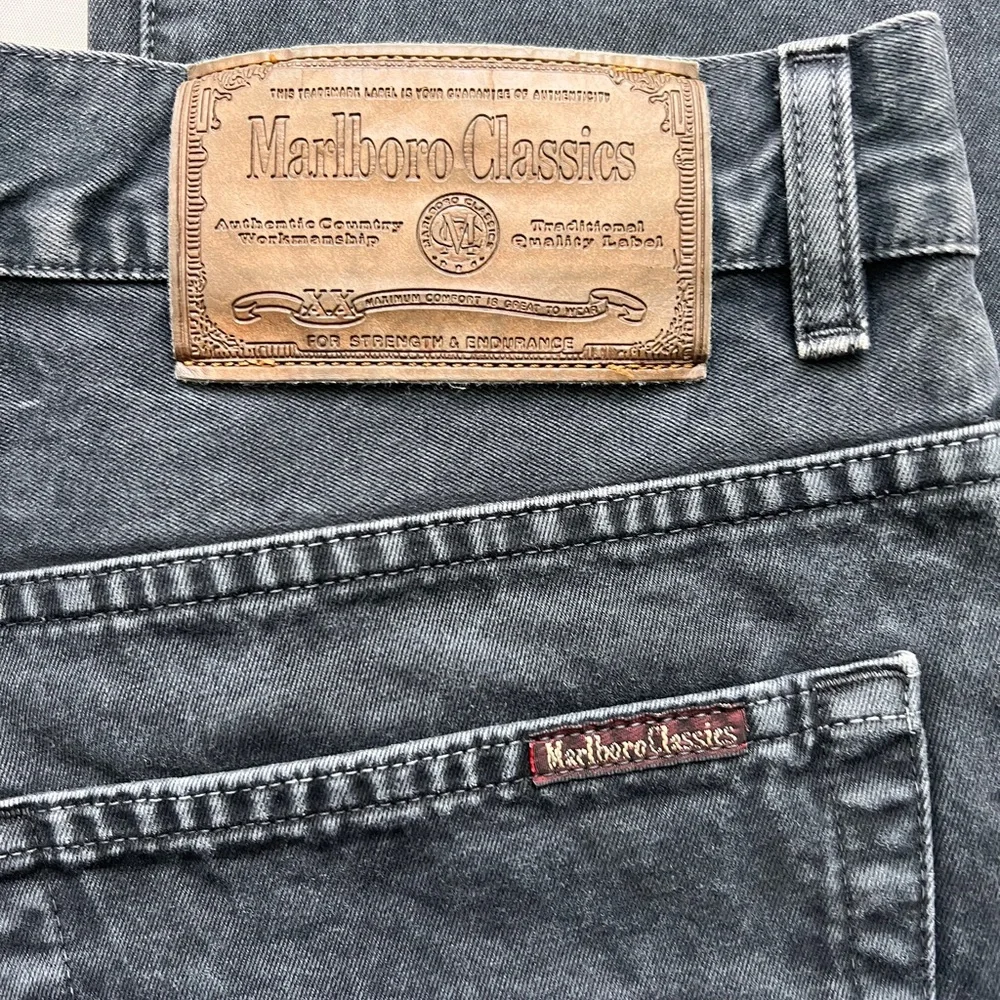Marlboro Classic Jeans Vintage 90s denim buttons fly Grey Stone Wash W38 L34